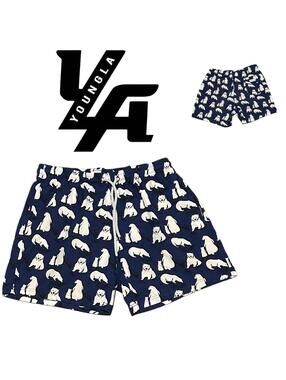 Men's YOUNGLA Bear Graphic Swimming Trunks - Size Medium